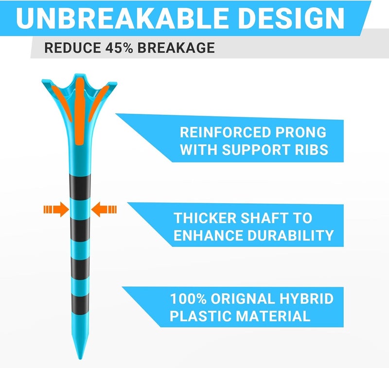 Full Choice Professional Plastic Golf Tees 100 Pack (3-1/4" or 2-3/4"), Enhanced Durability & Stability, Engineered to Minimize Friction and Side Spin - Image 2